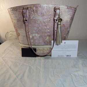 Brahmin Pink and Cream Tote Bag